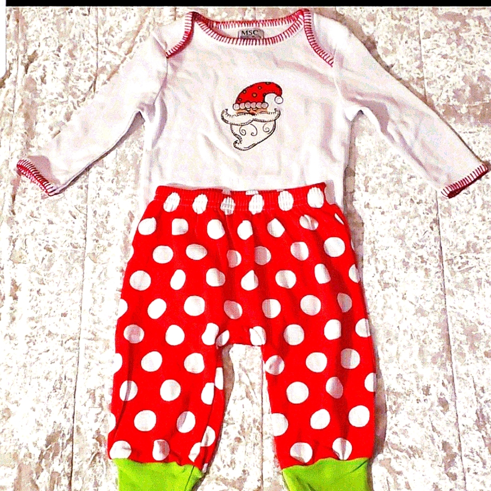 UNISEX SANTA CLAUS HOLIDAY SLEEPWEAR SET☆ NWT ☆ 0-6 MONTHS